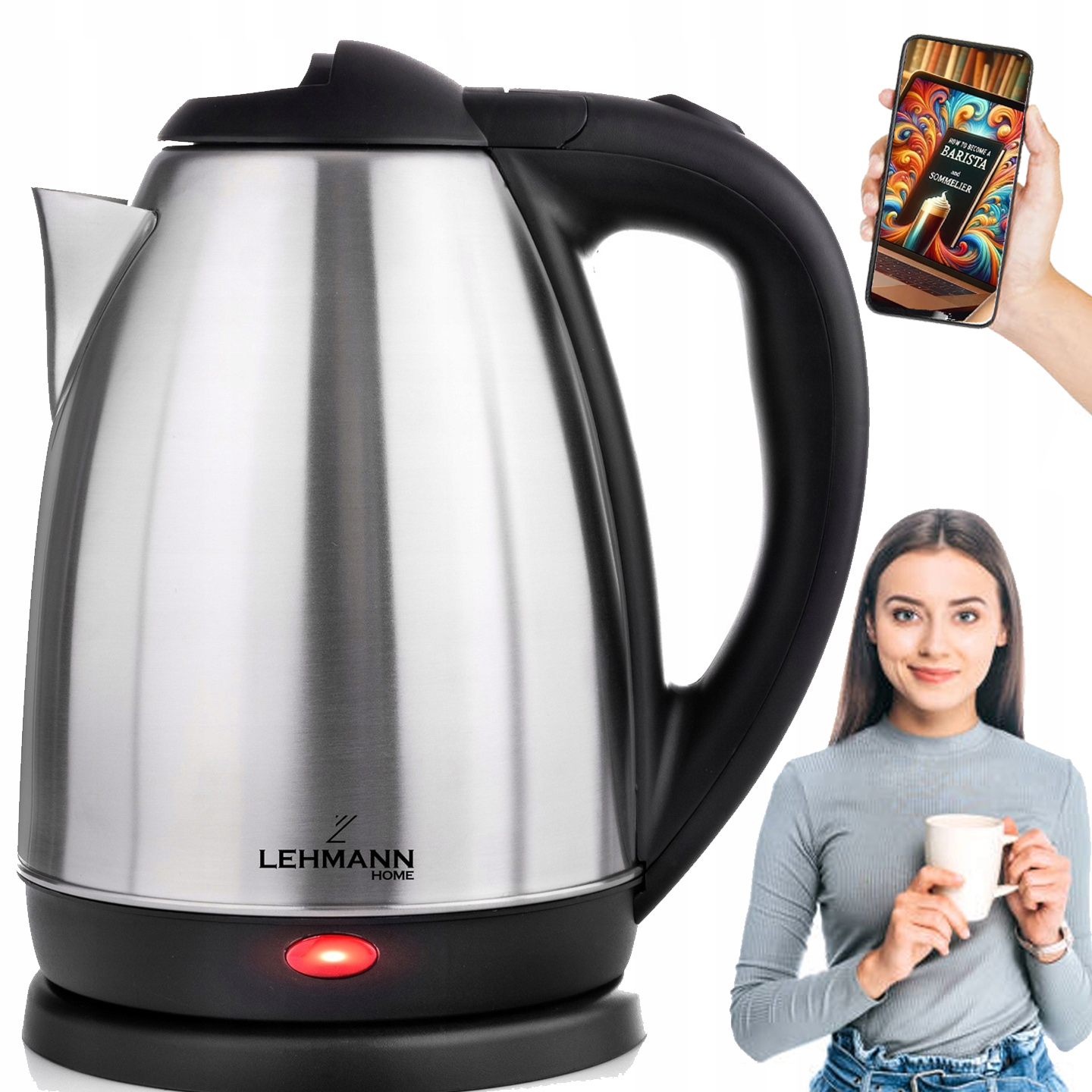 Lehmann Aqua Steel 10 rýchlovarná kanvica 2200 W 1,8 l strieborná/šedá